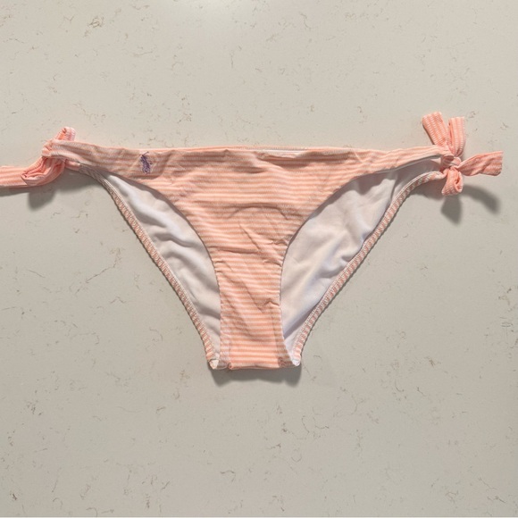 Ralph Lauren Bikini Bottom Orange & White Striped Large New - Picture 1 of 7